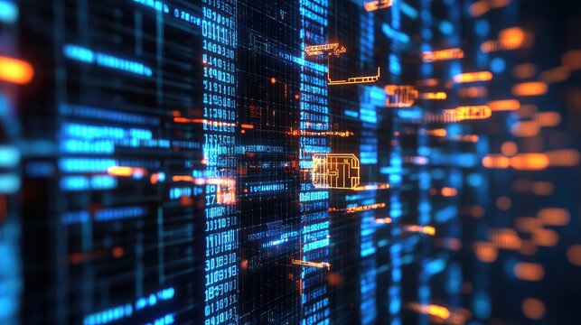 Abstract Digital Data Stream With Sim Card Icon