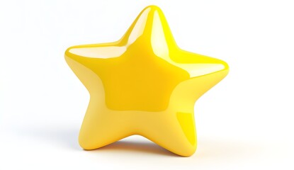 3D rendering of a yellow star icon, isolated on a white background, in a cartoon style with a thick outline and solid color. The image is a high-resolution, professional photograph with sharp 