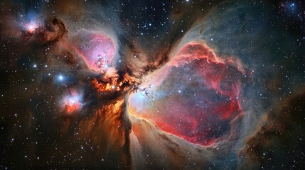 A Stunning Cosmic Nebula Displays Vibrant Colors And Stars