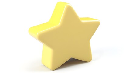 3D rendering of a yellow star icon, isolated on a white background, in a cartoon style with a thick outline and solid color. The image is a high-resolution, professional photograph with sharp 