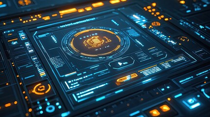 Obraz premium Futuristic Interface Display Shows Advanced Technology