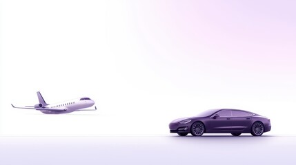 Futuristic Travel Concepts: Luxury Car and Private Jet in Harmony
