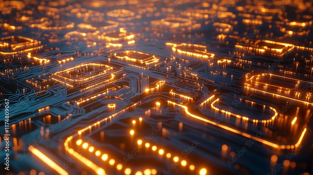 Poster illuminated circuit board abstract technology design