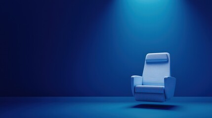 Modern Blue Armchair in a Minimalist Dark Room Setting
