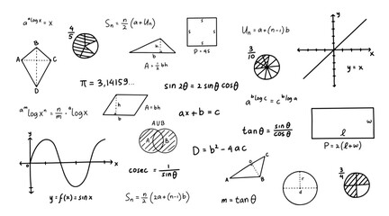 Handdrawn math equations background doodle 3