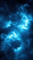 Fototapeta premium Mysterious blue smoke swirling in dark background