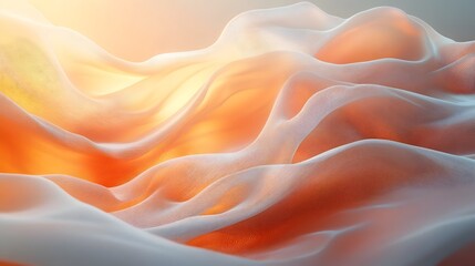 Obraz premium Soft ethereal fabric billowing and swirling in warm glowing light creating a dreamy romantic and serene atmosphere The delicate translucent material appears to float and levitate with its wavy