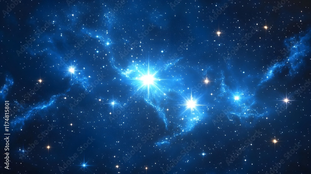 Poster mesmerizing image of mystical cosmic stars glowing brightly their infinite patterns blending radiant