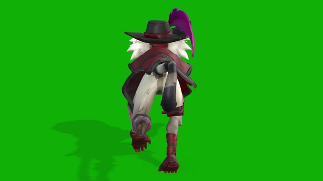 Monkey Run Fast View From Back 3D Model Rendering Animation on Green Screen
