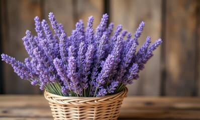 Vibrant lavender arrangement in basket