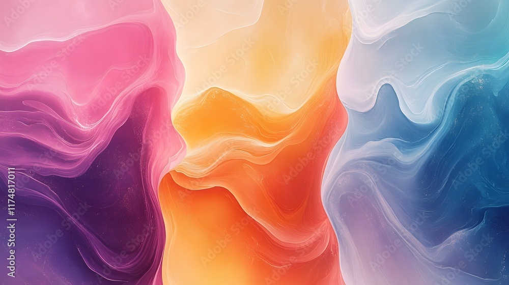 Poster mesmerizing gradient patterns flowing fluid textures blending vibrant natural gradients and glossy u