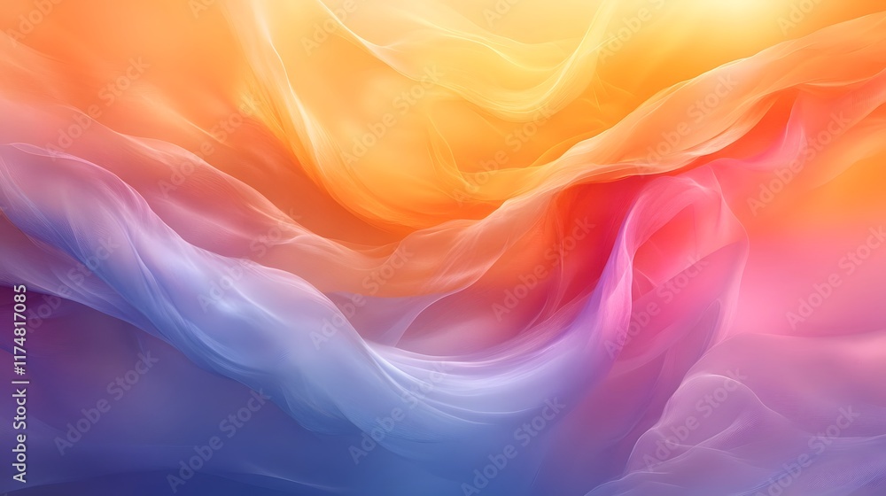 Poster vibrant gradient motion flowing softly blending colorful patterns with glossy and ethereal textures 