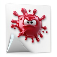 Obraz premium Cartoon red splat with angry expression sticker 