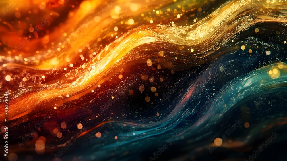 Poster vibrant gradient motion blending glossy patterns with soft textures in a captivating digital artwork