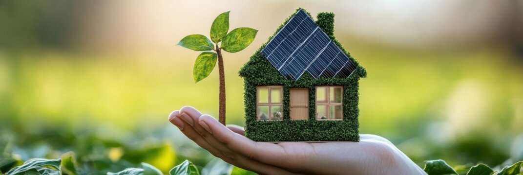 A focused scene highlighting the benefits of energy efficient homes and sustainable living in daily life