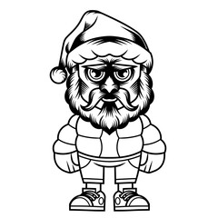 Mascot character design cartoon Santa Claus outline