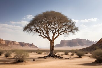 Fototapeta premium Dense papal tree in desert desert