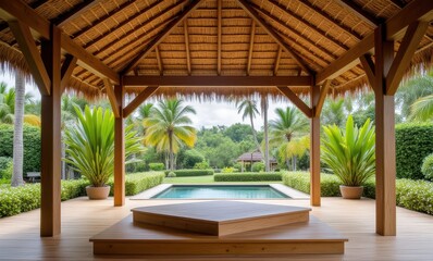 Tranquil tropical poolside retreat