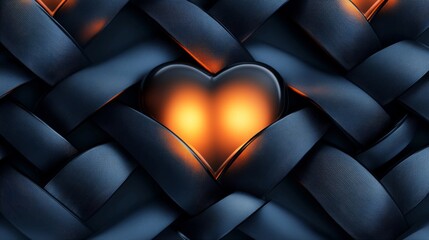 Obraz premium Glowing Heart Woven Within Dark Blue Ribbons