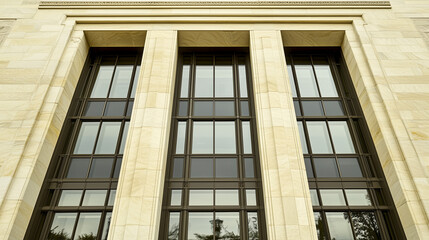 Obraz premium Federal Reserve building facade standing strong and secure, symbolizing economic stability and the central role of financial institutions in modern society.