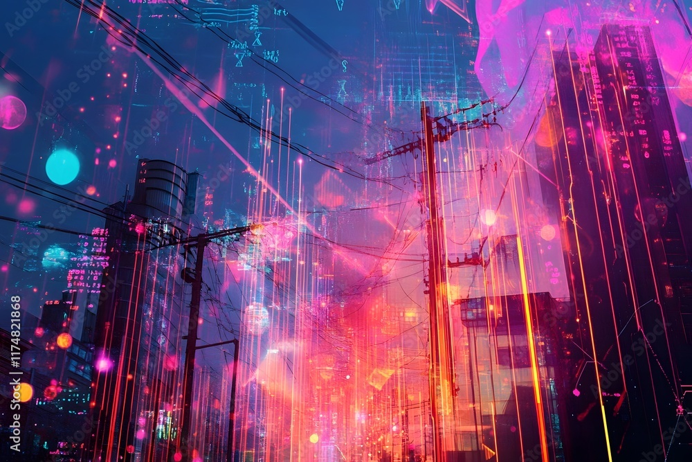 Poster vibrant abstract backdrop with futuristic energy and dynamic business data