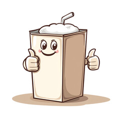 Happy Milk Carton Character Giving Thumbs Up