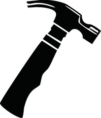 Hammer symbol and clip art. Hammer black and white flat vector icon design