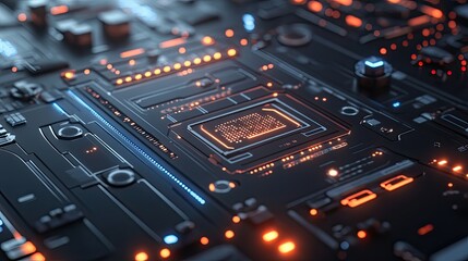 Futuristic Technology Circuit Board Central Processing Unit