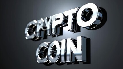 Futuristic "Crypto Coin" text illuminated with neon blue digital circuits on a dark background.