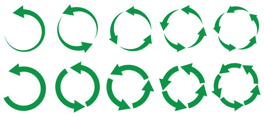 circle arrow icon set. Recycle, refresh, repeat, reload arrow cycle icon symbol vector illustration. Infographic round circle shapes.