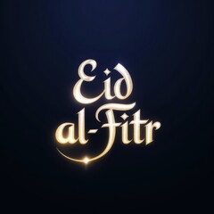 Eid al-Fitr Written in Exquisite Golden Text Typography, Featuring Elegant Calligraphy on a Beautiful Template Background Wallpaper, Perfect for Celebrating the Joyous Occasion with a Touch of Class a