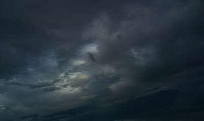 Cloud storm sky dark halloween background rain lightning thunder stoumy typhoon Nature light scene...