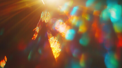 Abstract Light Bokeh Background with Magical Particles and Color Transition from Red to Blue