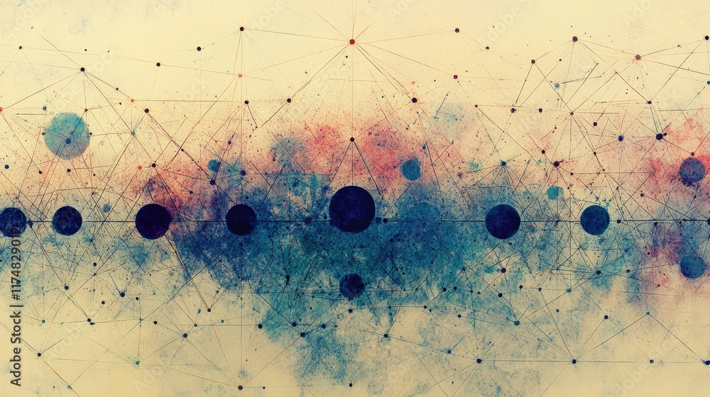 Poster a panoramic view of a digital world map created with dots and triangles, symbolizing global connecti