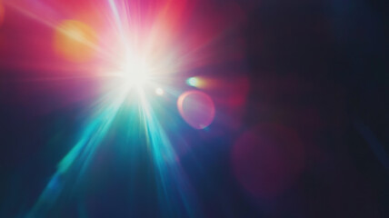 Abstract colorful light rays on dark background with vibrant hues, creating a magical and dynamic effect