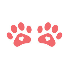Paw love icon or logo, isolated on white background. simple and modern icon or logo.