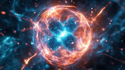 Obraz premium Abstract glowing sphere with energy swirling around it.