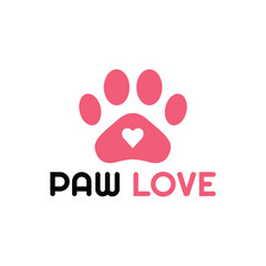 Paw love icon or logo, isolated on white background. simple and modern icon or logo.
