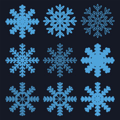 Snowflake vector Christmas icon logo snow Santa Claus Xmas cartoon character illustration symbol graphic. Set of Snowflakes, Ice Crystal Winter Symbol, Xmas Sign, Christmas Logo.