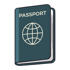 passport book legal document travel flat color vector illustration template design
