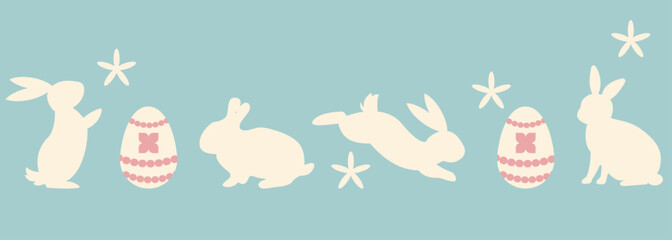 Easter banner with bunnies and eggs