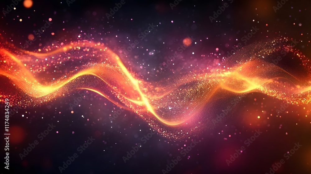 Poster mesmerizing luminous waves of glowing rhythm and symmetry in a shimmering digital space