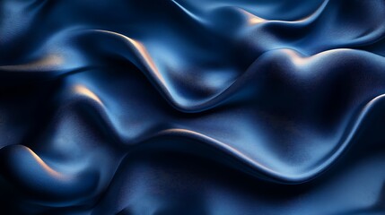 Fototapeta premium Navy Blue Silk Drape: Luxurious texture and deep color. Abstract background of flowing silk fabric with subtle highlights and shadows. Perfect for elegant designs. 