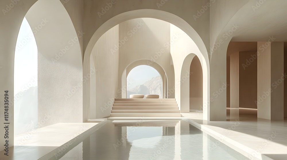 Aufkleber minimalist arch design featuring clean lines and neutral tones creating a peaceful and harmonious vi