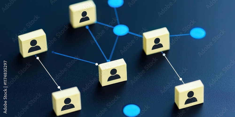 Poster a digital network illustration showing interconnected user profiles symbolizing social connections a