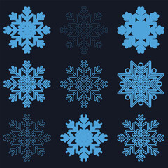 Christmas, new year seamless pattern, Outstanding snowflakes line illustration. Cold season snow flakes, Vector icons of winter holidays, snowfall. Isolated snowflake collection, Frost background.