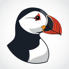 Fototapeta premium puffin bird head color logo design