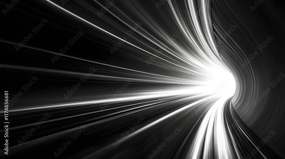 Poster streamlined tunnel perspective glowing dynamically blending streaking gradients and symmetrical dept