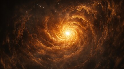 A stunning golden spiral galaxy radiating warmth and cosmic beauty against a dark celestial backdrop.