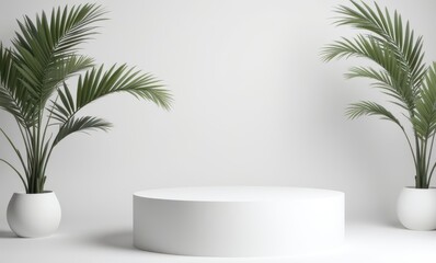 Minimalist stage with green plants